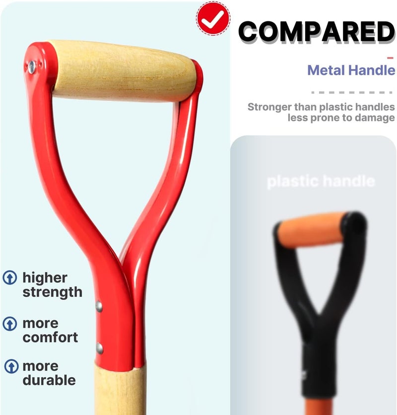 FORCOLID Garden Fork, 4-Tine Spading Digging Fork, Pitch Fork-45Inch, Forged Steel Y-Grip, Wood Handel-Red - Image 3